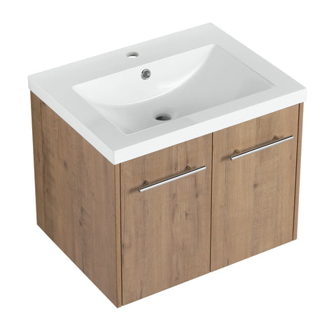 AISU Badezimmerschrank mit Waschbecken, Türen mit sanfter Schließung, schwimmendes Montagedesign, für kleine Badezimmer
