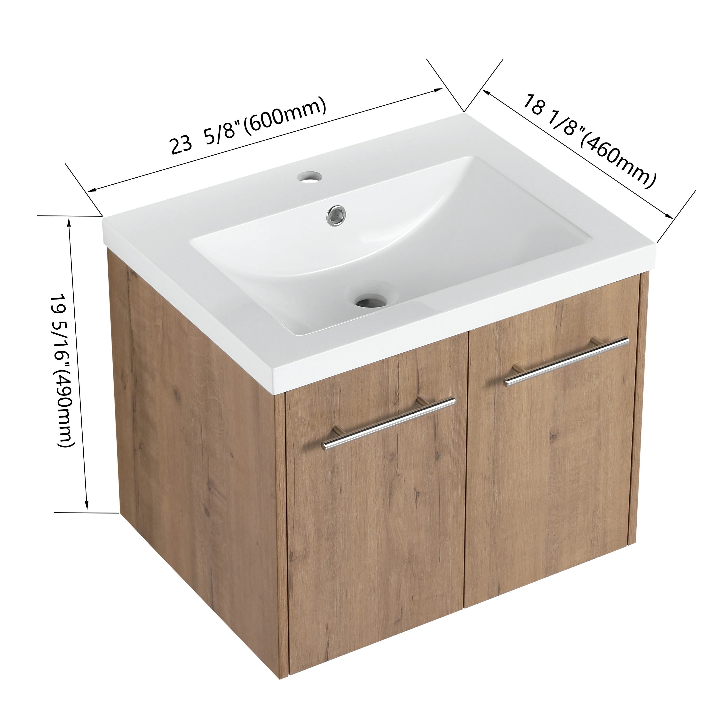 AISU Badezimmerschrank mit Waschbecken, Türen mit sanfter Schließung, schwimmendes Montagedesign, für kleine Badezimmer