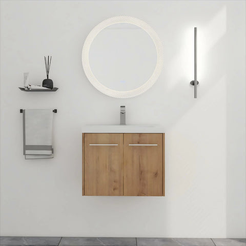 AISU Badezimmerschrank mit Waschbecken, Türen mit sanfter Schließung, schwimmendes Montagedesign, für kleine Badezimmer