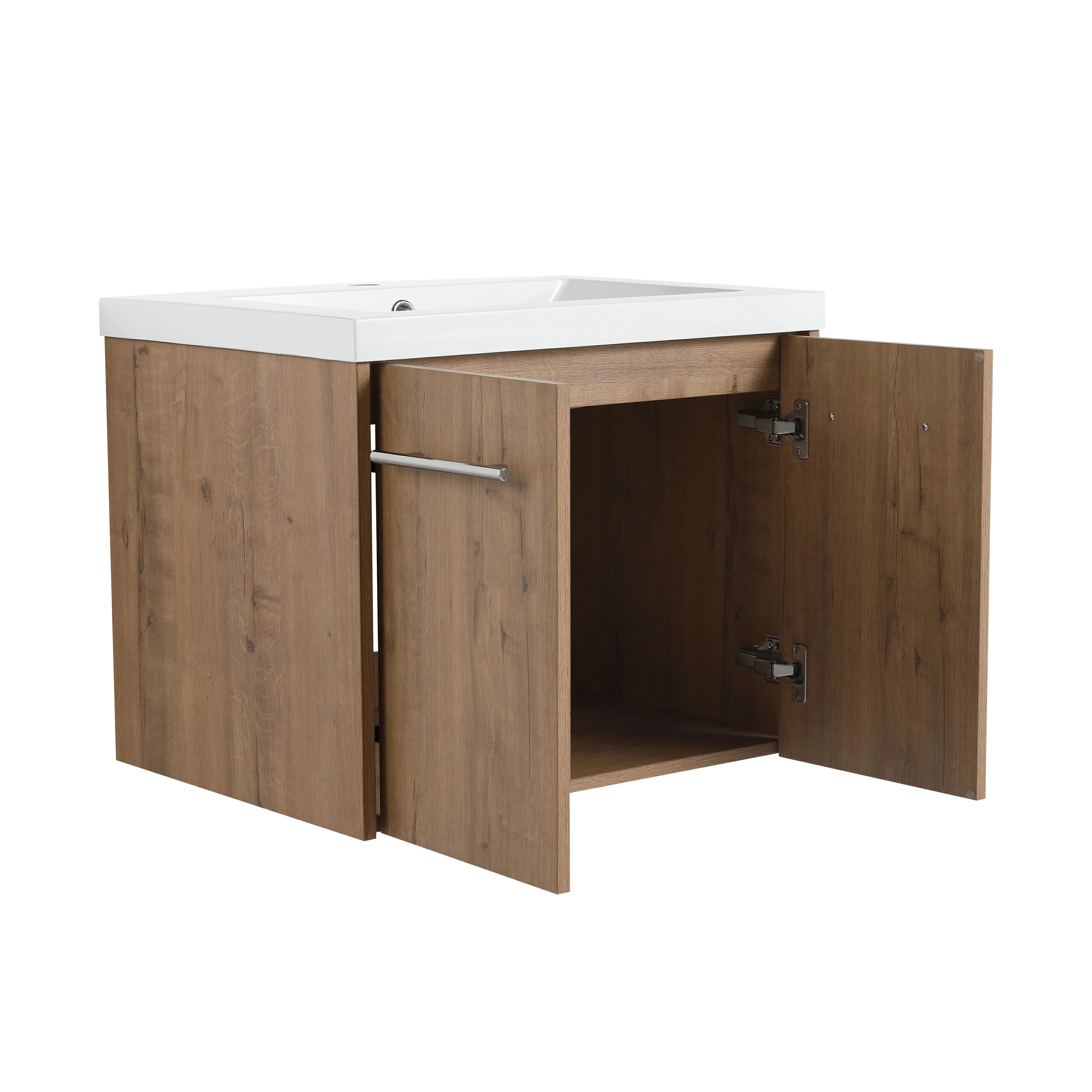 AISU Badezimmerschrank mit Waschbecken, Türen mit sanfter Schließung, schwimmendes Montagedesign, für kleine Badezimmer