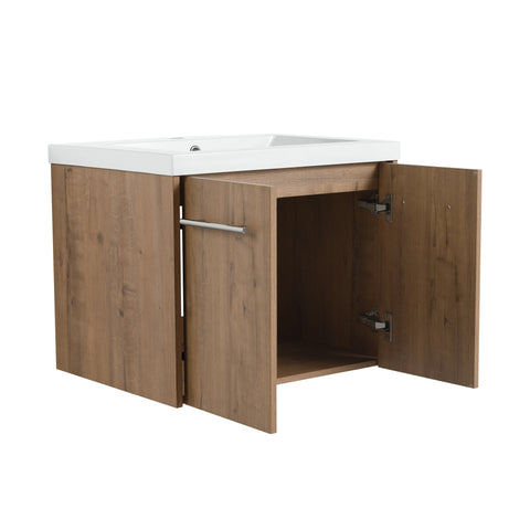 AISU Badezimmerschrank mit Waschbecken, Türen mit sanfter Schließung, schwimmendes Montagedesign, für kleine Badezimmer