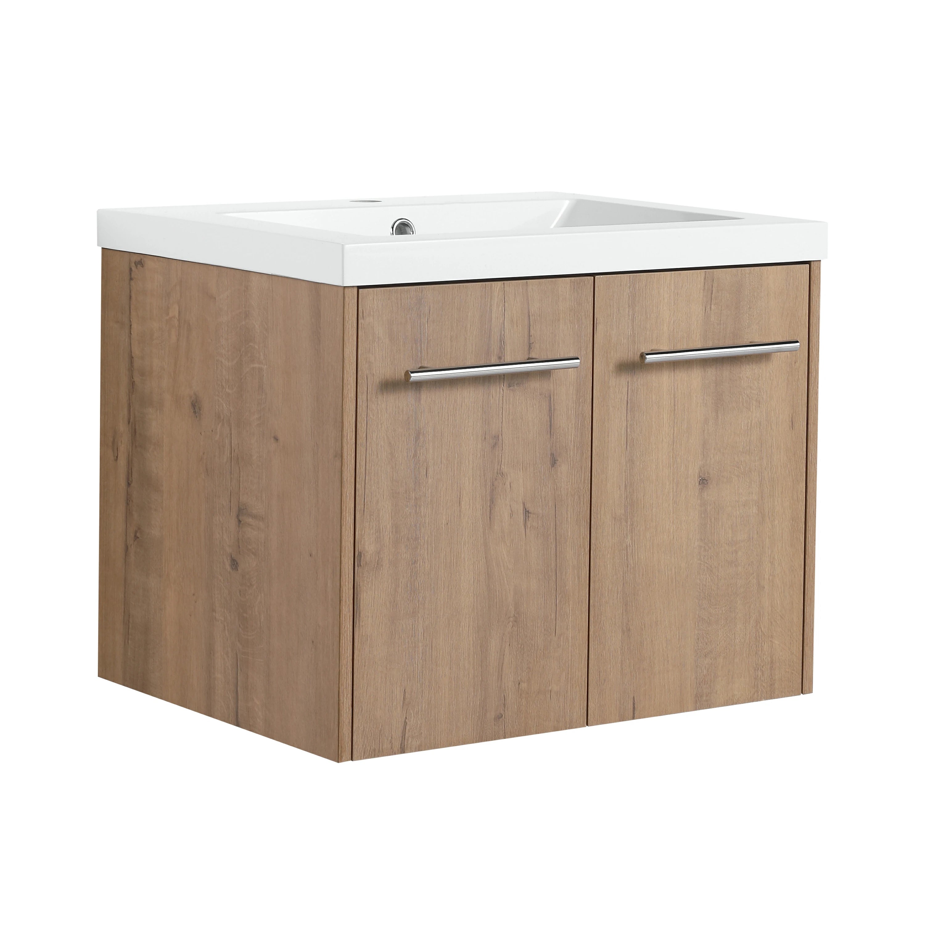 AISU Badezimmerschrank mit Waschbecken, Türen mit sanfter Schließung, schwimmendes Montagedesign, für kleine Badezimmer