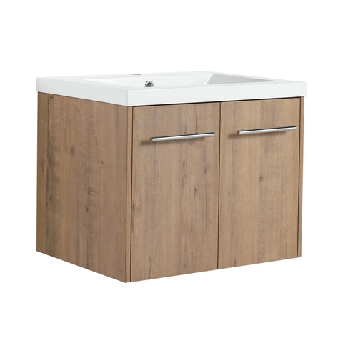 AISU Badezimmerschrank mit Waschbecken, Türen mit sanfter Schließung, schwimmendes Montagedesign, für kleine Badezimmer