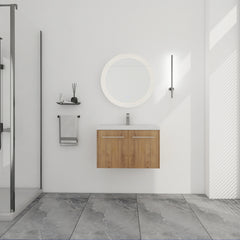 AISU Bathroom Cabinet With Sink,Soft Close Doors,Float Mounting Design, For Small Bathroom