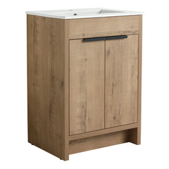 AISU 24" Freestanding Bathroom Vanity with Ceramic Sink & 2 Soft-Close Cabinet Doors