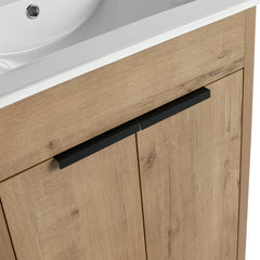 AISU 24" Freestanding Bathroom Vanity with Ceramic Sink & 2 Soft-Close Cabinet Doors
