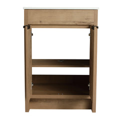 AISU 24" Freestanding Bathroom Vanity with Ceramic Sink & 2 Soft-Close Cabinet Doors