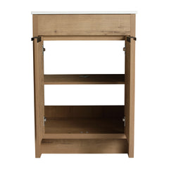 AISU 24" Freestanding Bathroom Vanity with Ceramic Sink & 2 Soft-Close Cabinet Doors