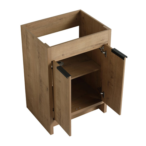 Meuble-lavabo autoportant AISU avec lavabo en céramique et 2 portes d'armoire à fermeture douce