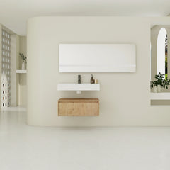 AISU 30" Modern Wall-Mounted Bathroom Vanity with Resin Sink and Soft Close Drawer, Imitative Oak Finish