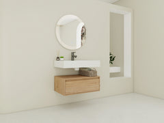 AISU 30" Modern Wall-Mounted Bathroom Vanity with Resin Sink and Soft Close Drawer, Imitative Oak Finish
