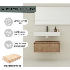 AISU 30" Modern Wall-Mounted Bathroom Vanity with Resin Sink and Soft Close Drawer, Imitative Oak Finish