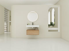 AISU 30" Modern Wall-Mounted Bathroom Vanity with Resin Sink and Soft Close Drawer, Imitative Oak Finish