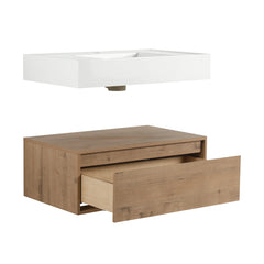 AISU 30" Modern Wall-Mounted Bathroom Vanity with Resin Sink and Soft Close Drawer, Imitative Oak Finish