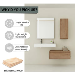 AISU 30" Modern Wall-Mounted Bathroom Vanity with Resin Sink and Side Cabinet, Imitative Oak