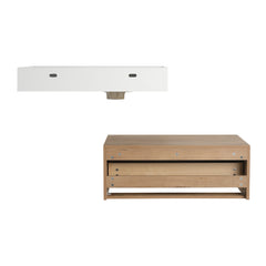 AISU 30" Modern Wall-Mounted Bathroom Vanity with Resin Sink and Side Cabinet, Imitative Oak