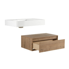 AISU 30" Modern Wall-Mounted Bathroom Vanity with Resin Sink and Side Cabinet, Imitative Oak
