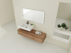 AISU 60" Modern Wall-Mounted Bathroom Vanity with Resin Sink, Soft Close Drawer, Imitative Oak Finish