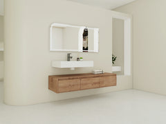 AISU 60" Modern Wall-Mounted Bathroom Vanity with Resin Sink, Soft Close Drawer, Imitative Oak Finish