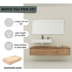 AISU 60" Modern Wall-Mounted Bathroom Vanity with Resin Sink, Soft Close Drawer, Imitative Oak Finish