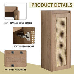 AISU Imitative Oak 60 Inch Wall-Mounted Bathroom Vanity with Resin Sink and Side Cabinet, Soft Close Drawers