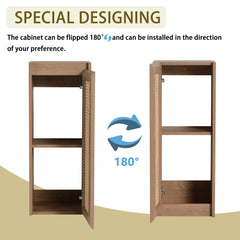 AISU Imitative Oak 60 Inch Wall-Mounted Bathroom Vanity with Resin Sink and Side Cabinet, Soft Close Drawers