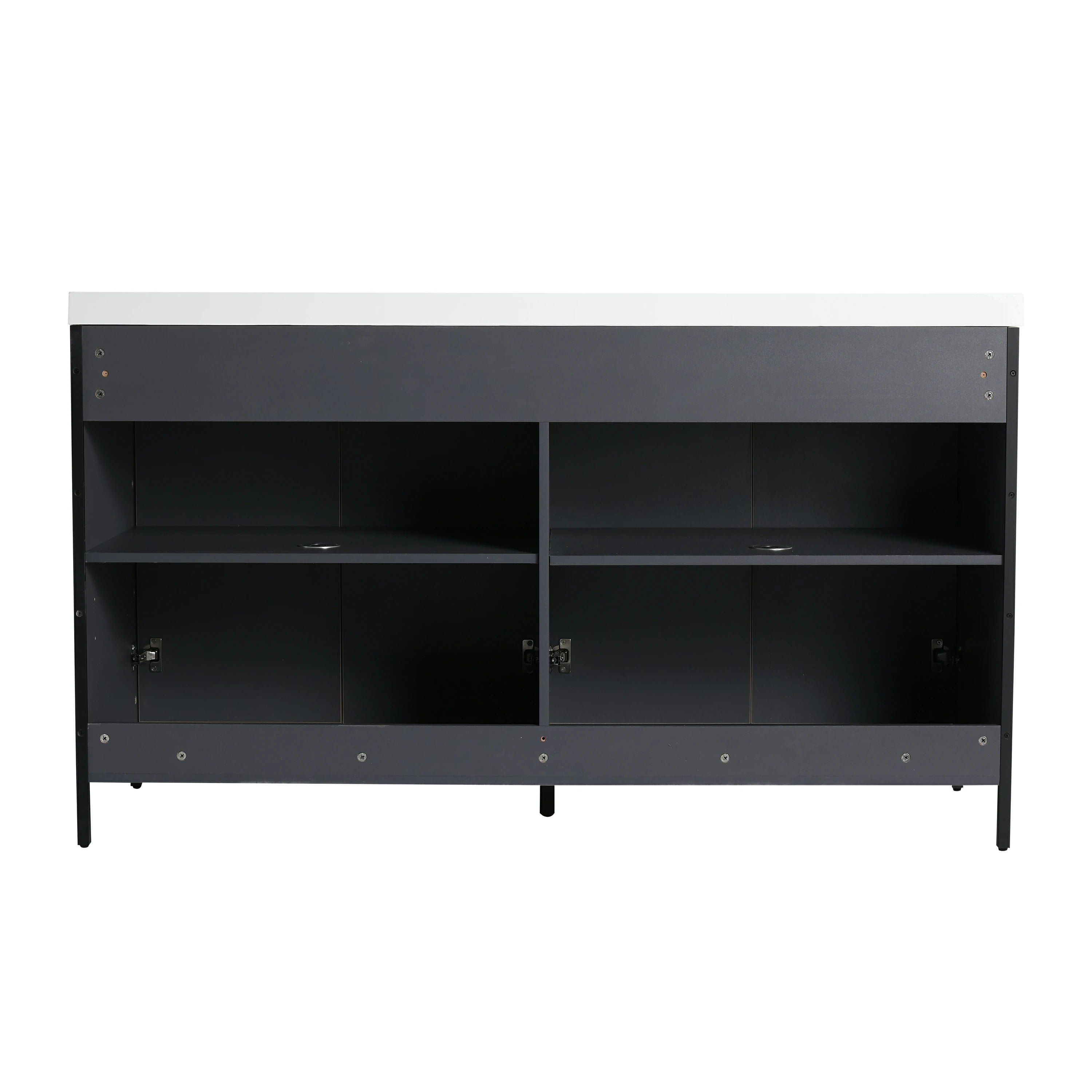 AISU 60' Freestanding Bathroom Vanity with Double Resin Sink & 4 Soft-Close Cabinet Doors