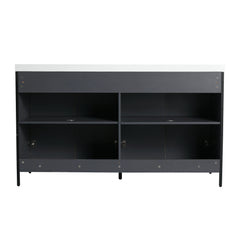 AISU 60' Freestanding Bathroom Vanity with Double Resin Sink & 4 Soft-Close Cabinet Doors