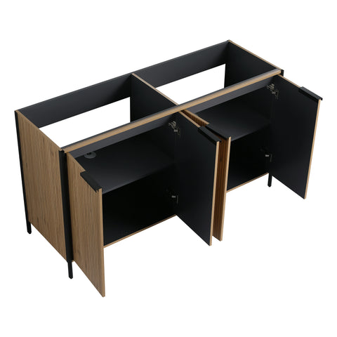 AISU 60' Freestanding Bathroom Vanity with Double Resin Sink & 4 Soft-Close Cabinet Doors