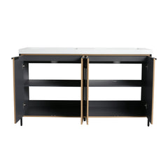 AISU 60' Freestanding Bathroom Vanity with Double Resin Sink & 4 Soft-Close Cabinet Doors