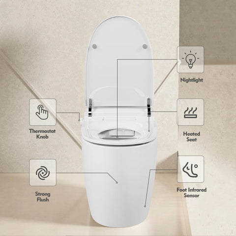 AISU Smart-Toilette mit beheiztem Sitz, einteilig, Weiß