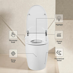 AISU One Piece Heated Seat Smart Toilet, White