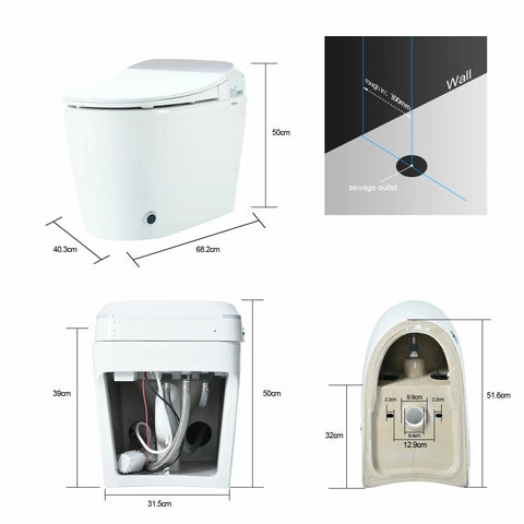 AISU Smart-Toilette mit beheiztem Sitz, einteilig, Weiß