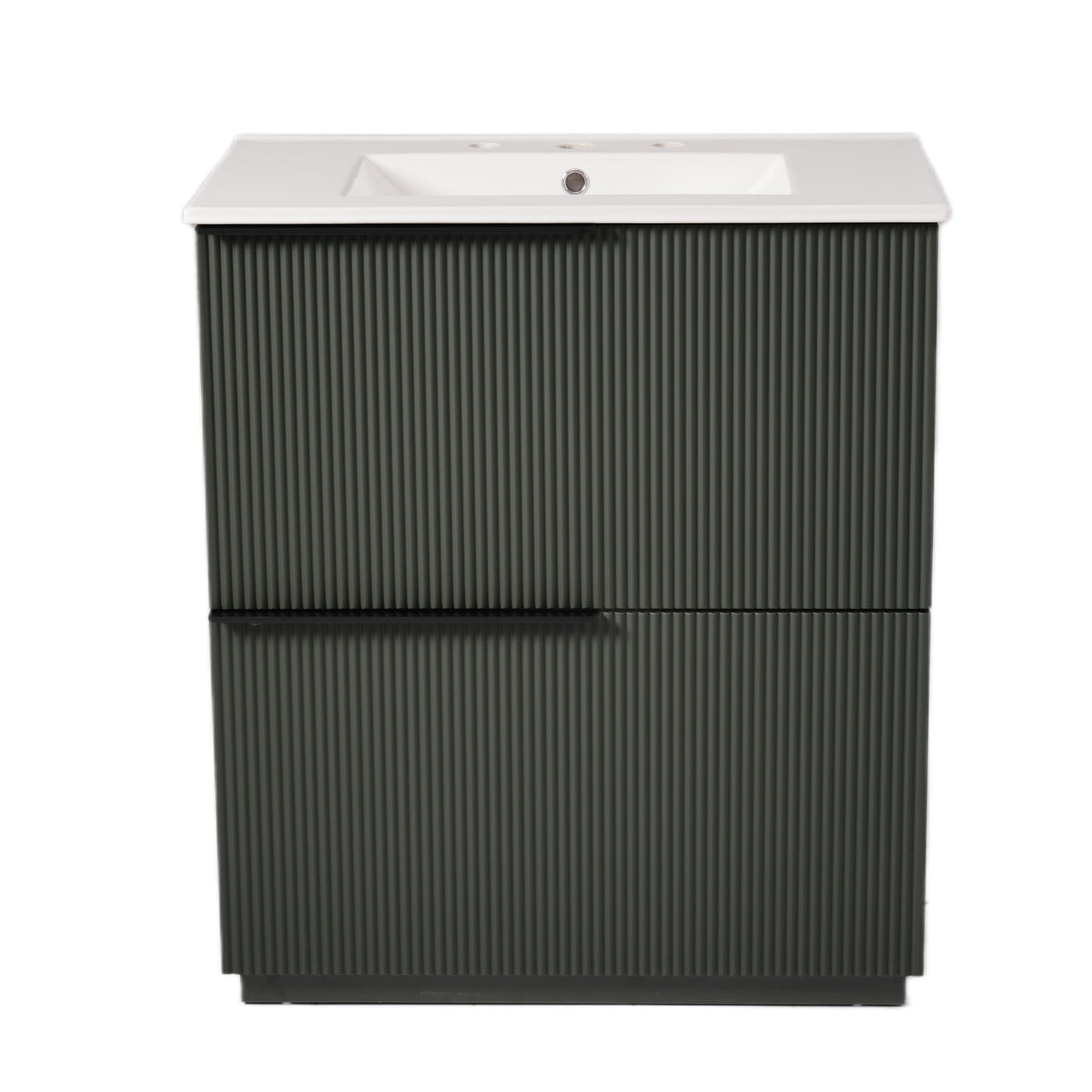 AISU 30" Ultra Fluted Design Freestanding Bathroom Vanity with Ceramic Sink, Green