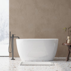 AISU 47" Acrylic Freestanding Bathtub-Acrylic Soaking Tubs, White Color, Oval Shape, Pop-Up Drain CUPC Certificate
