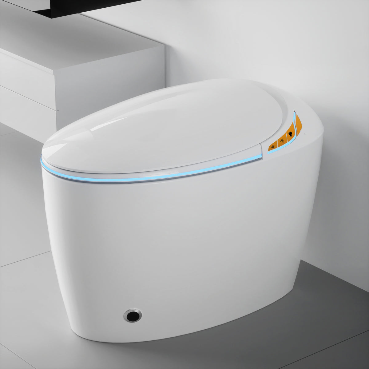 AISU Unique Smart Toilet with Bidet Built In, Intelligent One Piece Toilet For Modern Bathroom, Auto Open/Close Seat, Foot Sensor, LED Display, Night Light, Warm Water & Dryer, White