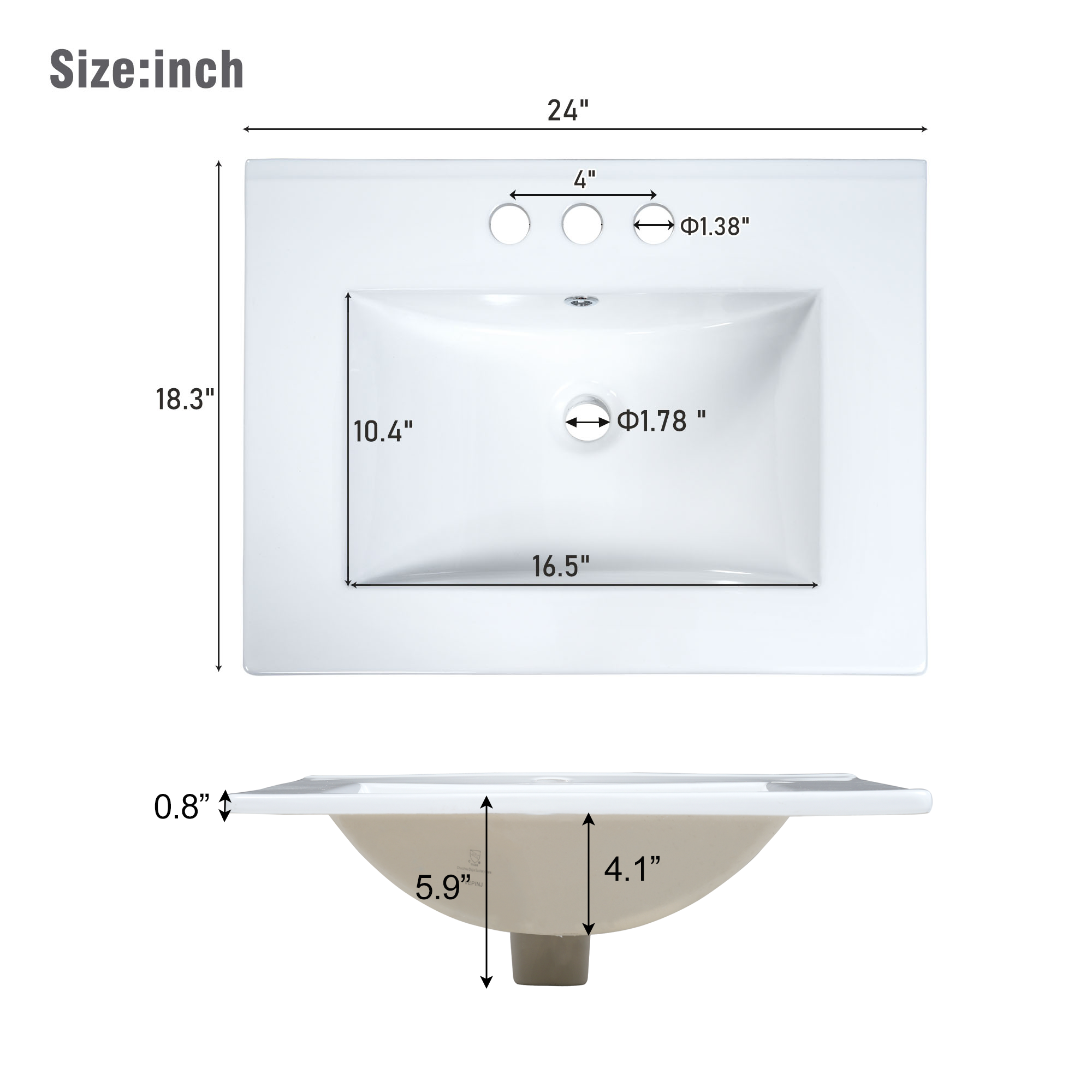 Moderner 24-Zoll-Badezimmerwaschtisch zur Wandmontage mit 2 Schubladen, Grün – Ideal für kleine Badezimmer 