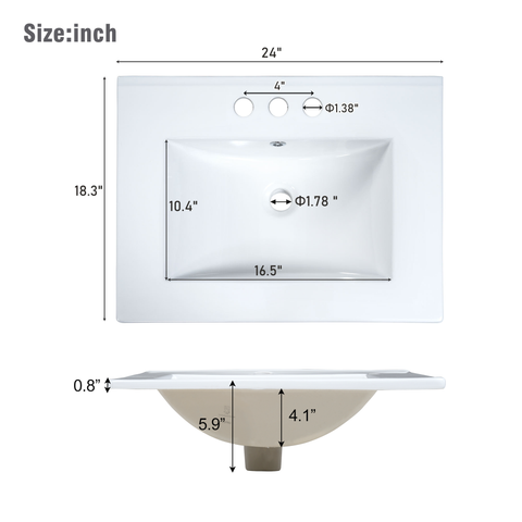 Moderner 24-Zoll-Badezimmerwaschtisch zur Wandmontage mit 2 Schubladen, Grün – Ideal für kleine Badezimmer 