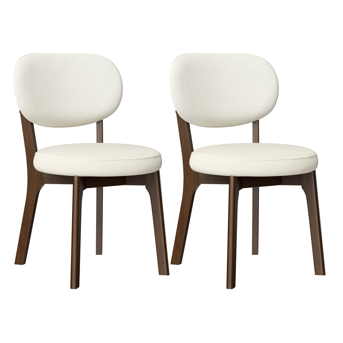 AISU, Solid Wood Dining Chairs Set of 2, Walnut Finish Frame with Beige Upholstered Seating, Farmhouse Kitchen & Dining Room Chairs with X-Shaped Metal Reinforcement, Easy Assembly