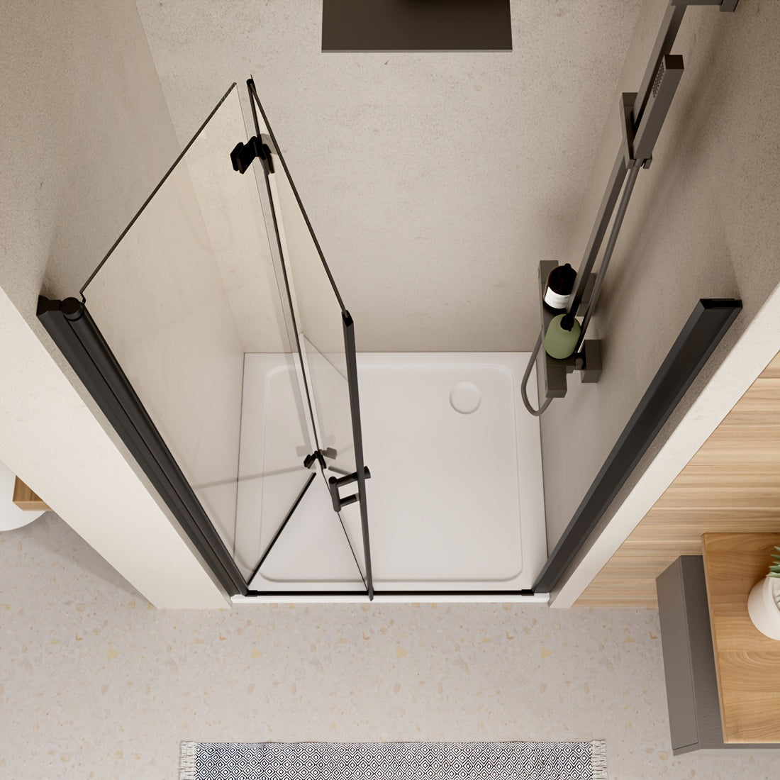 AISU 30in. W X 72in. H Frameless Pivot Bifold Shower Door, 1/4" (6mm) Clear SGCC Tempered Glass Shower Door