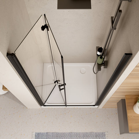 AISU 30in. W X 72in. H Frameless Pivot Bifold Shower Door, 1/4" (6mm) Clear SGCC Tempered Glass Shower Door