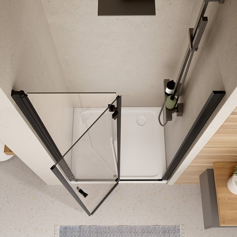 AISU 30in. W X 72in. H Frameless Pivot Bifold Shower Door, 1/4" (6mm) Clear SGCC Tempered Glass Shower Door