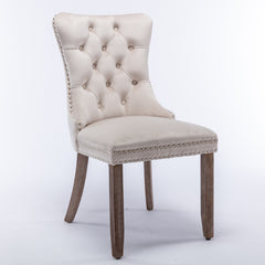 AISU, High-end Tufted Solid Wood Contemporary Velvet Upholstered Dining Chair with Wood Legs Nailhead Trim, Beige, Single Pack