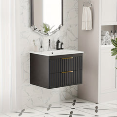 Meuble-lavabo mural blanc AISU de 24 po avec lavabo