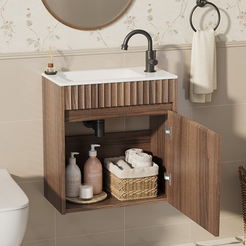 AISU 18" Wandmontierter gestreifter Badezimmerwaschtisch mit Waschbecken