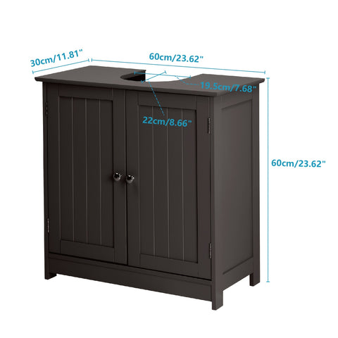 AISU Traditioneller Badezimmerwaschtisch, Unterschrank mit Unterschrank, 2 Türen, Espresso
