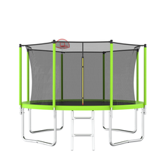 AISU 12FT Trampoline Green for Kids & Adults with Basketball Hoop and Ball