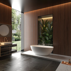 65" Freestanding Solid Surface Bathtub with Overflow and Pop-up Drain, Matte White