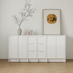 AISU 72" Freestanding Bathroom Storage Cabinet Combination, Soft Close Doors and Drawers, Glossy White, Plywood, KD-Packing
