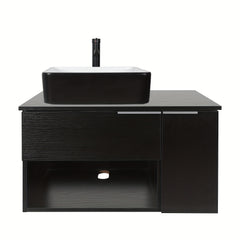 Meuble-lavabo mural moderne AISU de 71 cm (28 po) avec 1 porte et 1 tiroir